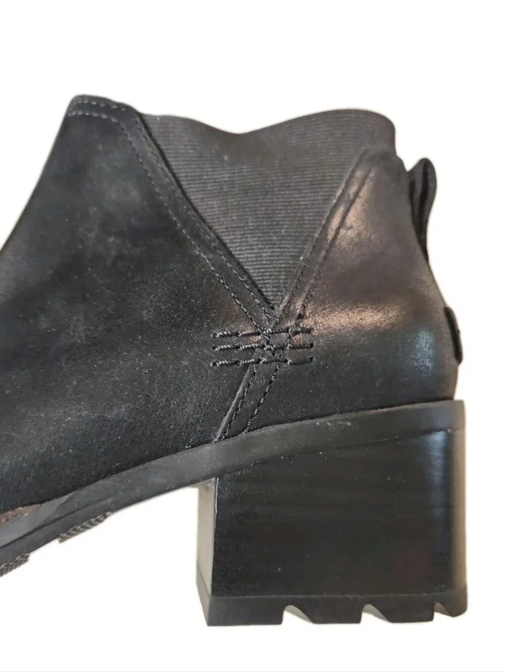 SOREL Women's Cate Chelsea Lug Ankle Boot Black Leather Womens 7 Waterproof New